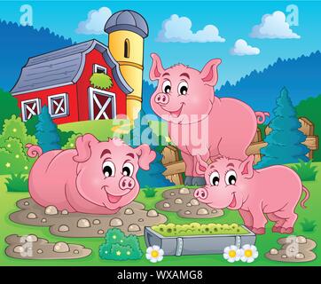 Tema di maiale immagine 1 Illustrazione Vettoriale
