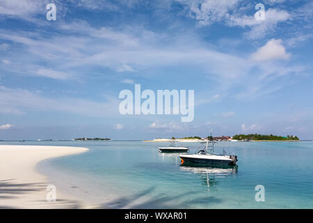 Isola tropicale scenario,Maldive Foto Stock