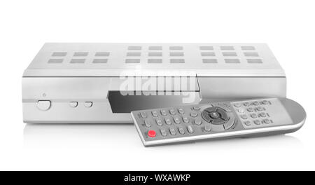Lettore DVD con sintonizzatore isolato su uno sfondo bianco Foto Stock