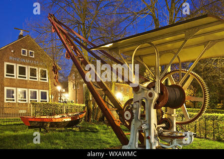 Museo del Reno, Museo Marittimo nella luce della sera, Emmerich am Rhein, Basso Reno, Germania, Europa Foto Stock