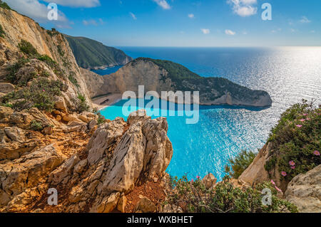 Splendida vista delle scogliere in Shipwreck Cove Foto Stock