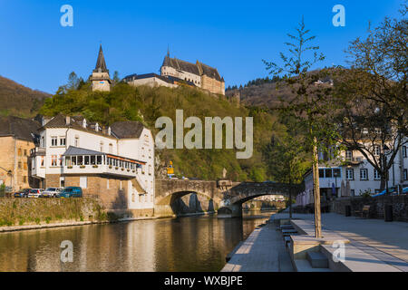 Il castello di Vianden in Lussemburgo Foto Stock