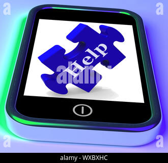 Aiuto su smartphone Visualizza consigli e assistenza Foto Stock
