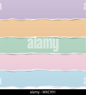 Scivola a strati di carta strappata in differenti colori illustrazione vettoriale Illustrazione Vettoriale