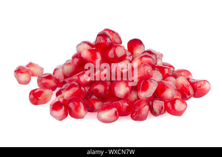 Semi di melograno palo isolata su sfondo bianco. Foto Stock