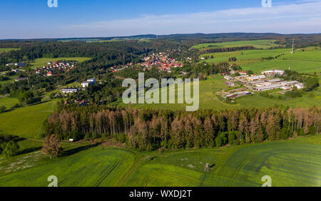 Foto aeree da le montagne Harz villaggio di Güntersberge Foto Stock