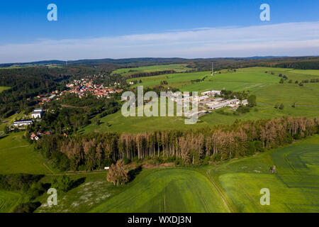 Foto aeree da le montagne Harz villaggio di Güntersberge Foto Stock