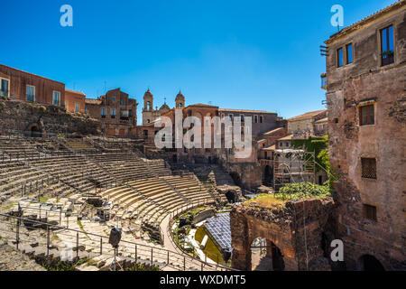 Teatro romano di Catania in Sicilia, Italia Foto Stock