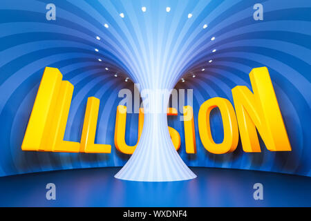 Luce al neon cerchi sfondo tunnel Foto Stock