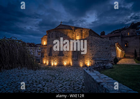 Sveta Sofija vecchia chiesa a Ohrid di notte Foto Stock