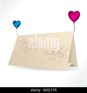 Biglietto di auguri di compleanno con cuore di palloncini sagomati Illustrazione Vettoriale