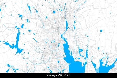 Ricco di vettore dettagliata mappa area di Providence, Rhode Island, Stati Uniti d'America. Mappa modello per arredamento di casa. Illustrazione Vettoriale