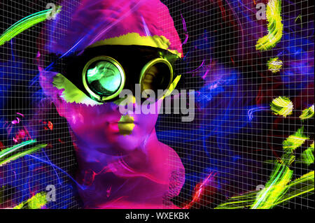 Moderna arte concettuale poster con antica statua di busto di Venere. Collage di arte contemporanea. Foto Stock