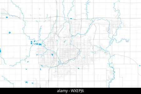 Ricco di vettore dettagliata mappa area di Sioux Falls, Dakota del Sud, Stati Uniti d'America. Mappa modello per arredamento di casa. Illustrazione Vettoriale