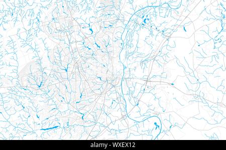 Ricco di vettore dettagliata mappa area di Fayetteville, North Carolina, Stati Uniti d'America. Mappa modello per arredamento di casa. Illustrazione Vettoriale