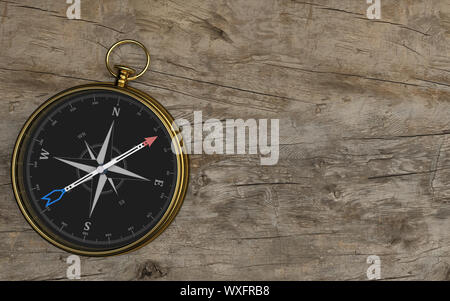 Golden Compass Sfondo di legno Foto Stock