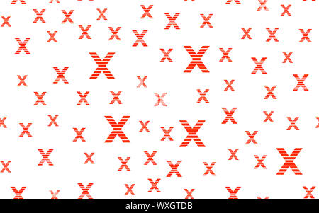 X seamless pattern su sfondo bianco. Cool modello di lettera x di colore rosso per tessuto, per moda o carta di avvolgimento. Un design semplice e moderno. Foto Stock