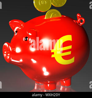 Monete di entrare Piggybank mostra prestiti europei e finanze Foto Stock