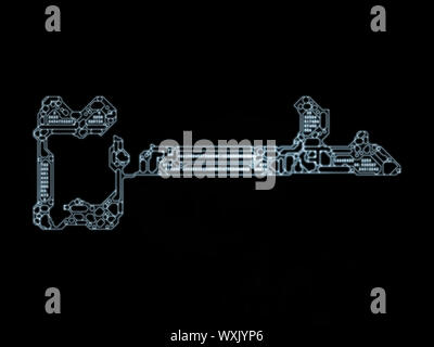 Chiave di crittografia serie. Il design dello sfondo della chiave stilizzata e il numero di simboli sul soggetto della crittografia, matematica e tecnologie digitali Foto Stock