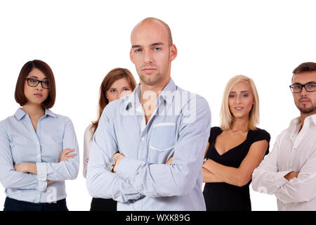 Young business di successo del team ritratto sorridente isolato Foto Stock