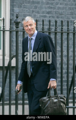 Londra, Regno Unito. Xvii Sep, 2019. Zac Goldsmith MP Ministro di Stato arriva a Downing Street per una riunione del gabinetto Credito: amer ghazzal/Alamy Live News Foto Stock