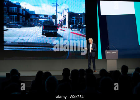 Francoforte, Deutschland. Xii Sep, 2019. John KRAFCIK, CEO Waymo, nel suo discorso di apertura, International Motor Show IAA 2019 a Francoforte, su 12.09.2019. | Utilizzo di credito in tutto il mondo: dpa/Alamy Live News Foto Stock