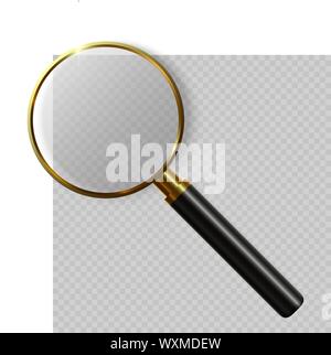 3D realistici lente di ingrandimento su sfondo trasparente. isolato illustrazione vettoriale Illustrazione Vettoriale