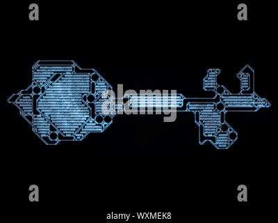 Chiave di crittografia serie. Disegno astratto realizzato in chiave stilizzata e il numero di simboli sul soggetto della crittografia, matematica e tecnologie digitali Foto Stock