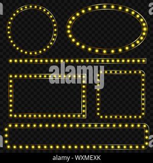 Set di vettore telai retrò modello. Lampade accese illustrazione vettoriale Illustrazione Vettoriale