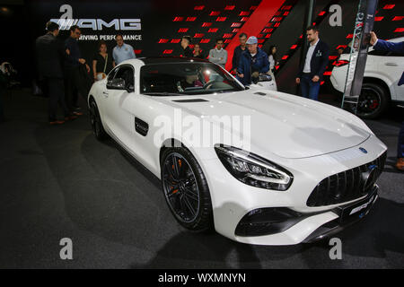 La vettura tedesca tuner AMG visualizza la Mercedes-AMG GT S auto sportiva al 2019 Internationale Automobil-Ausstellung (IAA). (Foto di Michael Debets / Pacific Stampa) Foto Stock