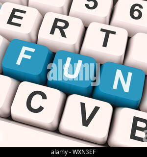 Divertimento i tasti sulla tastiera che mostra Entertainment gradevoli o eccitante Foto Stock