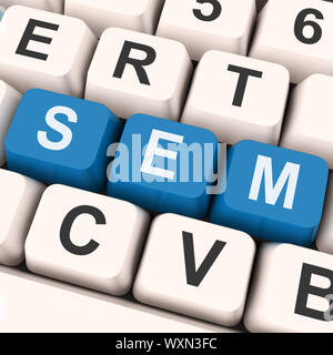 Tasti di SEM che mostrano il Search Engine Marketing o ottimizzazione Foto Stock