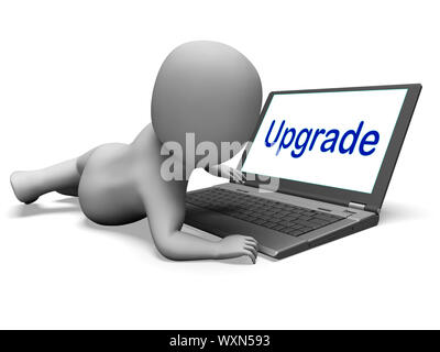 Upgrade Laptop Carattere Significato migliorando l'aggiornamento o l'aggiornamento Foto Stock