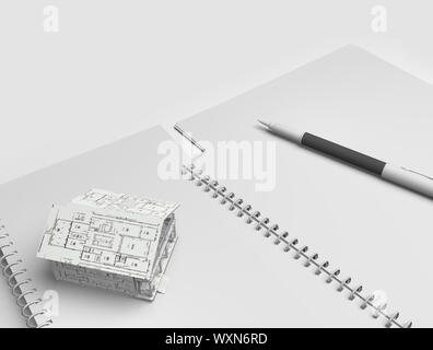 Home modelli e notebook utilizzato in architettura. Foto Stock