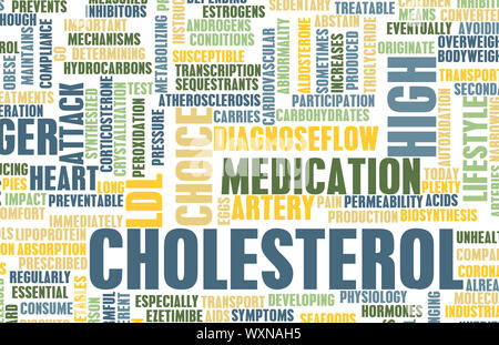 Colesterolo alto attenzione e la diagnosi come arte Foto Stock