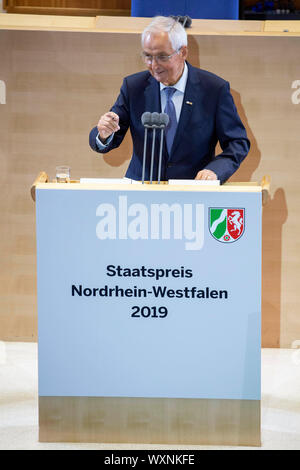 Bonn, Deutschland. Xvi Sep, 2019. Klaus Topfer all'assegnazione del premio di Stato del Land Renania settentrionale-Vestfalia nel 2019 da Klaus Topfer in WCCB. Bonn, 16.09.2019 | Utilizzo di credito in tutto il mondo: dpa/Alamy Live News Foto Stock