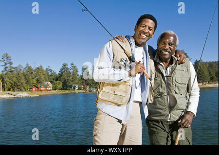 Padre e Figlio la pesca Foto Stock
