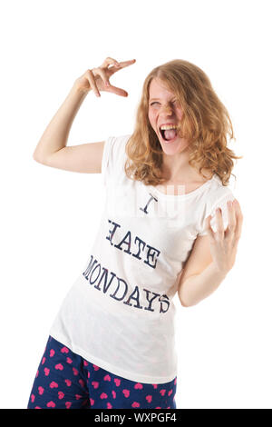 Giovane donna è odiare il lunedì Foto Stock