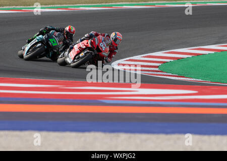ANDREA DOVIZIOSO, pilota italiano numero 04 PER IL TEAM DUCATI IN MOTOGP - FRANCO MORBIDELLI, pilota italiano numero 21 per Yamaha Petronas TEAM durante Sund Foto Stock