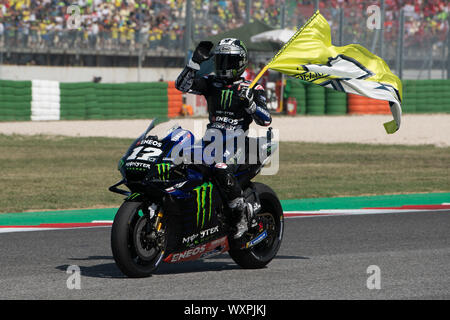 MAVERICK VINALES, il pilota spagnolo numero 12 per Yamaha Team MONSTER IN MOTOGP durante il Sunday Warm-up & Gara della Motogp di San Marino e della Riviera di R Foto Stock