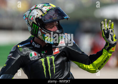 VALENTINO ROSSI, ITALIANO DELLA MOTOGP numero 46 per Yamaha Team Monster durante il Sunday Warm-up & Gara della Motogp di San Marino e della Riviera di Rimin Foto Stock