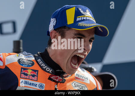 MARC MARQUEZ, il pilota spagnolo E IL CAMPIONE DEL MONDO DELLA MOTOGP con il numero 93 per REPSOL HONDA team durante il Sunday Warm-up & Gara della Motogp di San Marino A Foto Stock