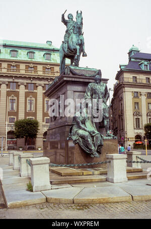 Statua del re svedese Gustavo Adolfo che morì a Lützen Germania durante i trenta anni di guerra Foto Stock