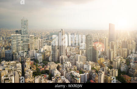 La città di Beirut vista con antenna fuco ,Beirut Libano Foto Stock