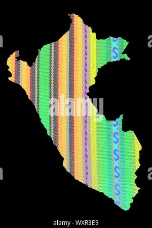 Cuzco tessuto nei colori dell'arcobaleno, Perù mappa Machu Picchu Foto Stock