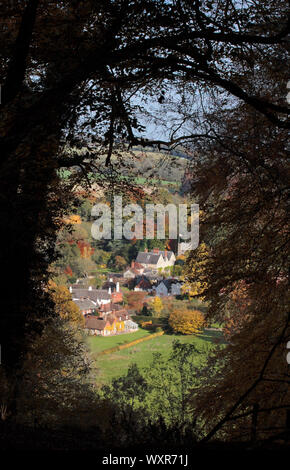 Selborne, Hampshire, Regno Unito, tra cui la chiesa di Santa Maria e Gilbert bianco C diciottesimo house, le scie: visto dal faggio "appendiabiti" sopra il villaggio Foto Stock