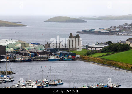 Il castello di Scalloway, Continentale, le isole Shetland, Scotland, Regno Unito Foto Stock