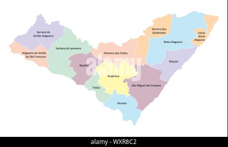 Alagoas Stato Regioni mappa Illustrazione Vettoriale