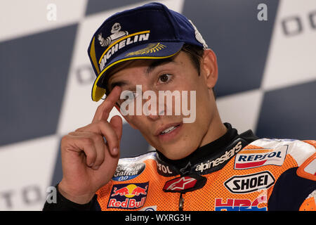 MARC MARQUEZ, il pilota spagnolo E IL CAMPIONE DEL MONDO DELLA MOTOGP con il numero 93 per REPSOL HONDA team durante il giovedì e la domenica conferenza stampa della Motogp Foto Stock