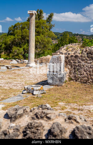 Le rovine di una villa romana bizantino poi presso il sito archeologico di Nicopoli, vicino Preveza, Epiro, Grecia Foto Stock